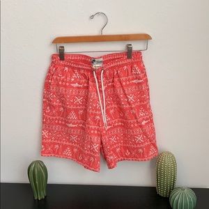 Polynesian Islander Patterned Swim Trunks